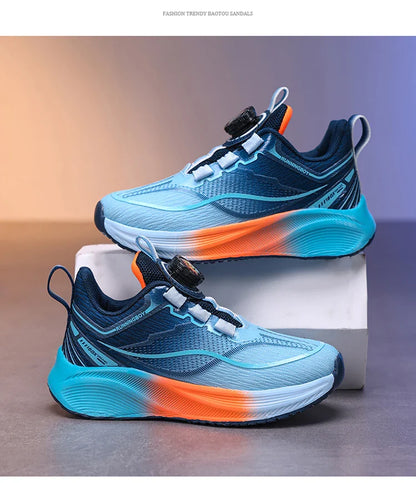 Outdoor Lace-up Boys Girls Knit Jogging Shoes Gym Sneakers Children‘s Basketball Shoes Non-slip Breathable Sports Training Shoes