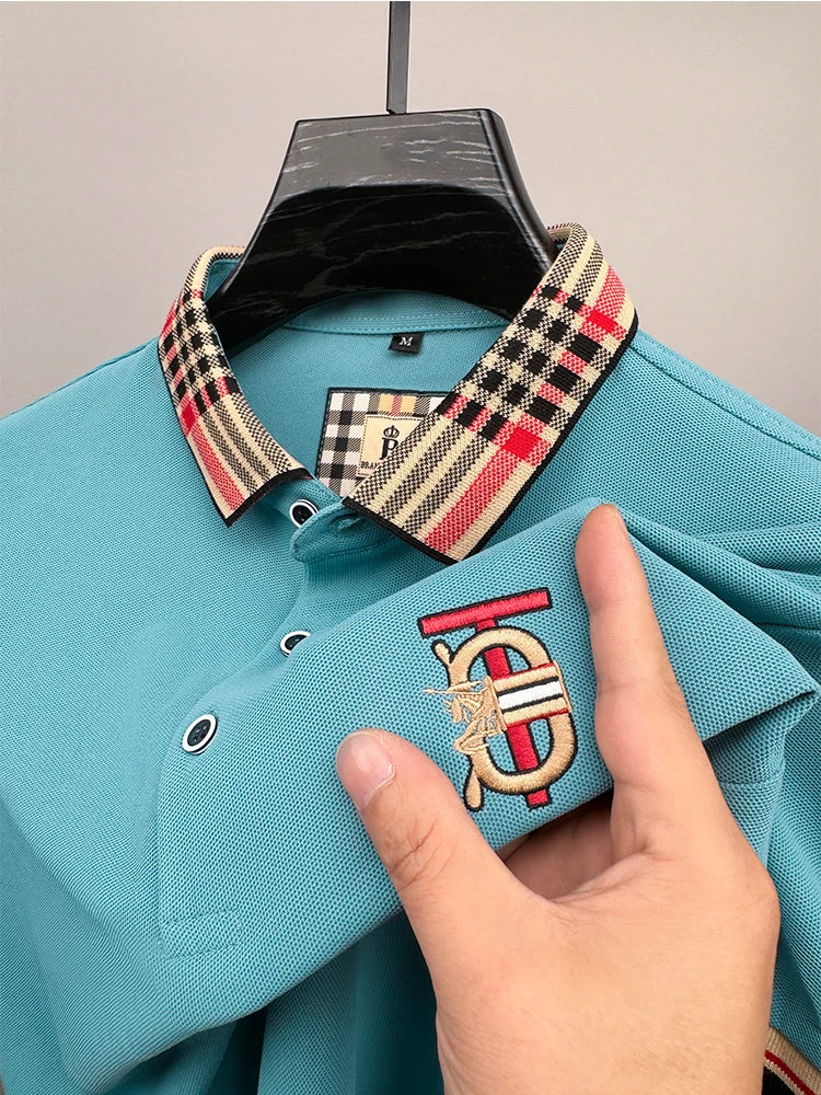 Men's Summer New Embroidered Short Sleeved Polo Shirt Luxury Brand Trendy Casual Lapel T-Shirt Breathable Top Men's Clothing
