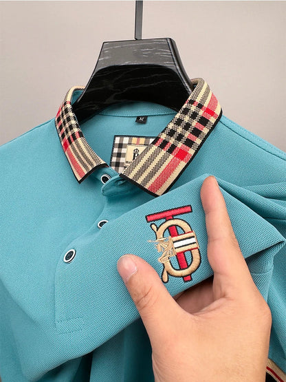Men's Summer New Embroidered Short Sleeved Polo Shirt Luxury Brand Trendy Casual Lapel T-Shirt Breathable Top Men's Clothing