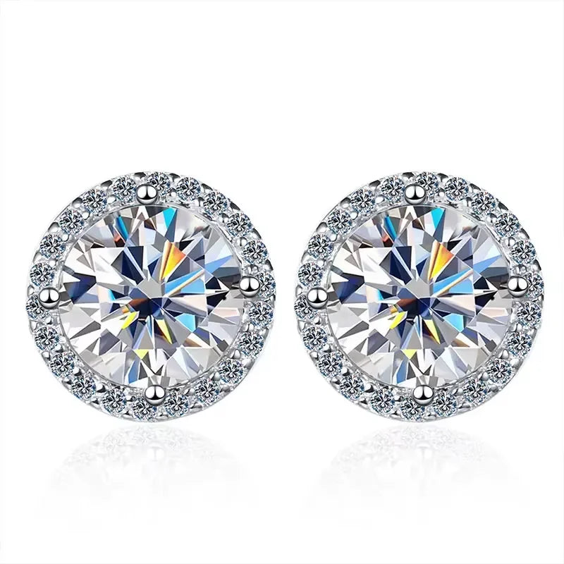 1ct D Color Moissanite Earring For Women Wedding Fine Jewely with GRA 925 Sterling Sliver Plated 18k White Gold Earring