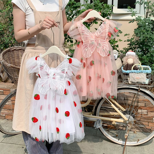New Summer Kids Dress with Wings - Embroidered Sleeveless Tulle Gown, Sweet Princess Dress for Girls, Wholesale