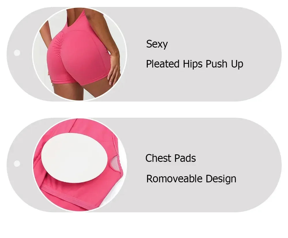 High intensity exercise back yoga set, quick drying wrinkle removal, hip lifting, tight fitting jumpsuit, zipper beauty, nude fe