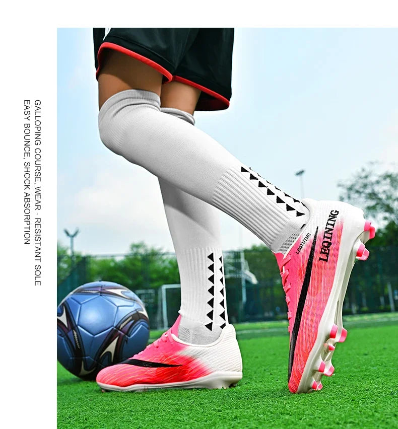 New Men Football Boots Outdoor Non Slip Match Boys Breathable Soccer Shoes Sport Adult Cleats Training Long Spikes Comfortable