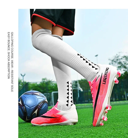 New Men Football Boots Outdoor Non Slip Match Boys Breathable Soccer Shoes Sport Adult Cleats Training Long Spikes Comfortable