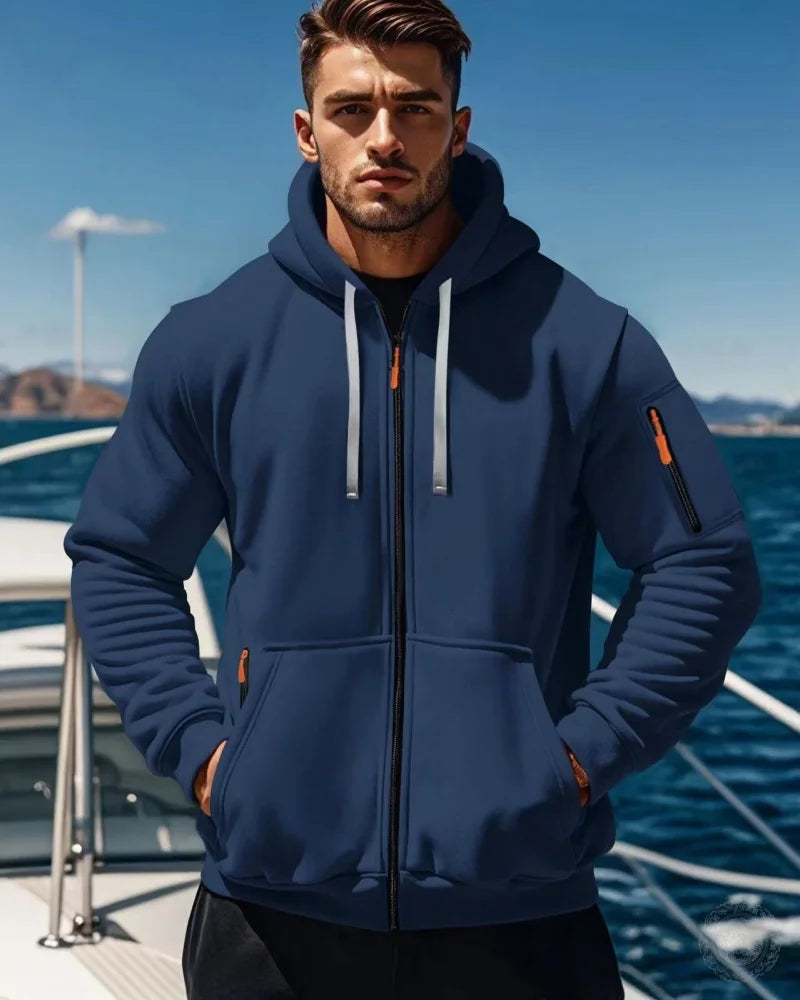 Casual top men's 2024 autumn and winter sportswear solid color men's top - fashionable sports solid color hoodie