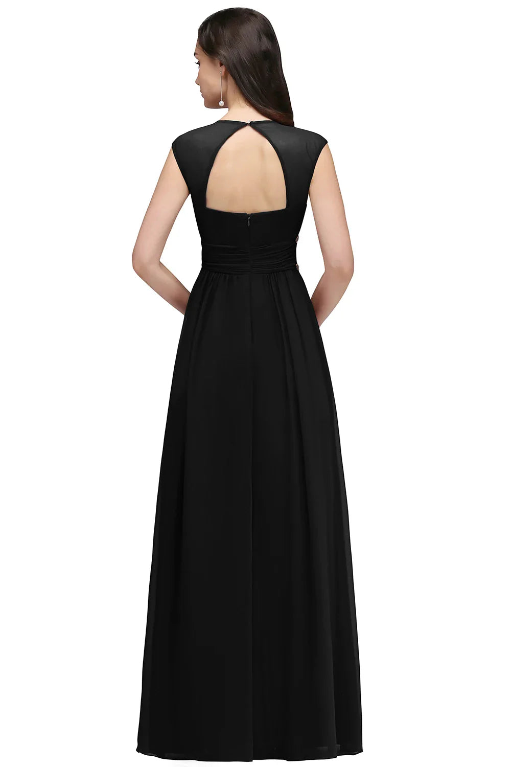 2024 Royal Blue Chiffon Bridesmaid Dress Evening Dress V-Neck Crystal Beaded Backless Wedding Dress Shipping Wthin 24 Hours