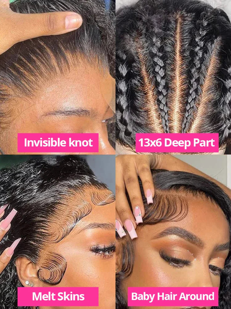 250% High Density 40 46inch Curly Wigs Raw Human Hair 13x4 13x6 HD Lace Frontal Wigs Human Hair Deep Wave Frontal Wigs on Clearance Sale Cheap Wig Pre Plucked with Baby Hair Original Vietnamese Wigs Wet and Wavy Water Wave La