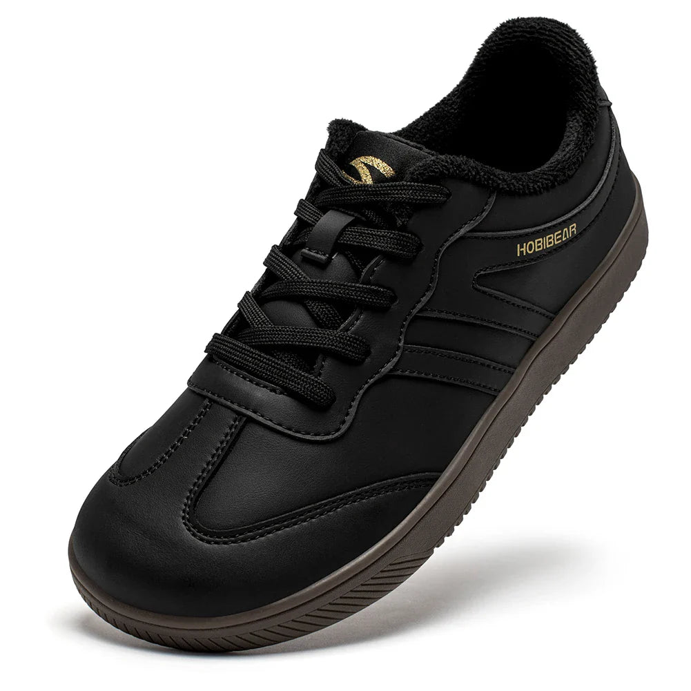 Wide Toe Shoes Unisex Artificial Leather Faux Fur Lined Sneakers Casual Retro Lace Up Shoes for Women Men