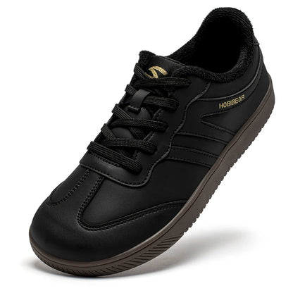 Wide Toe Shoes Unisex Artificial Leather Faux Fur Lined Sneakers Casual Retro Lace Up Shoes for Women Men