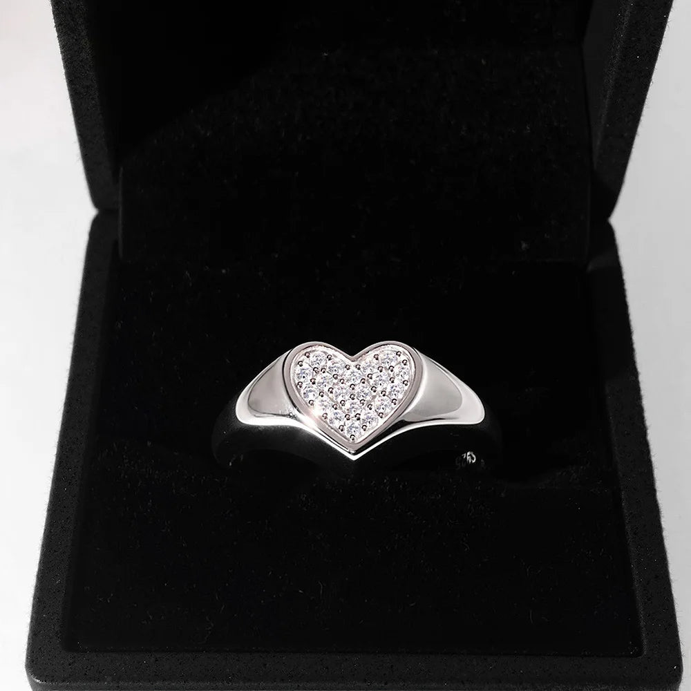 D VVS1 Heart Moissanite Engagement Ring 925 Sterling Silver Plated 18k White Gold Diamond Rings for Women Brithday Gift