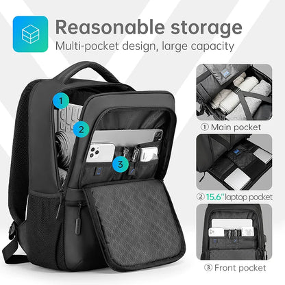Multi Layers Men's Backpack Fits 15.6inch Laptop Water Repellent Backpacks for Students