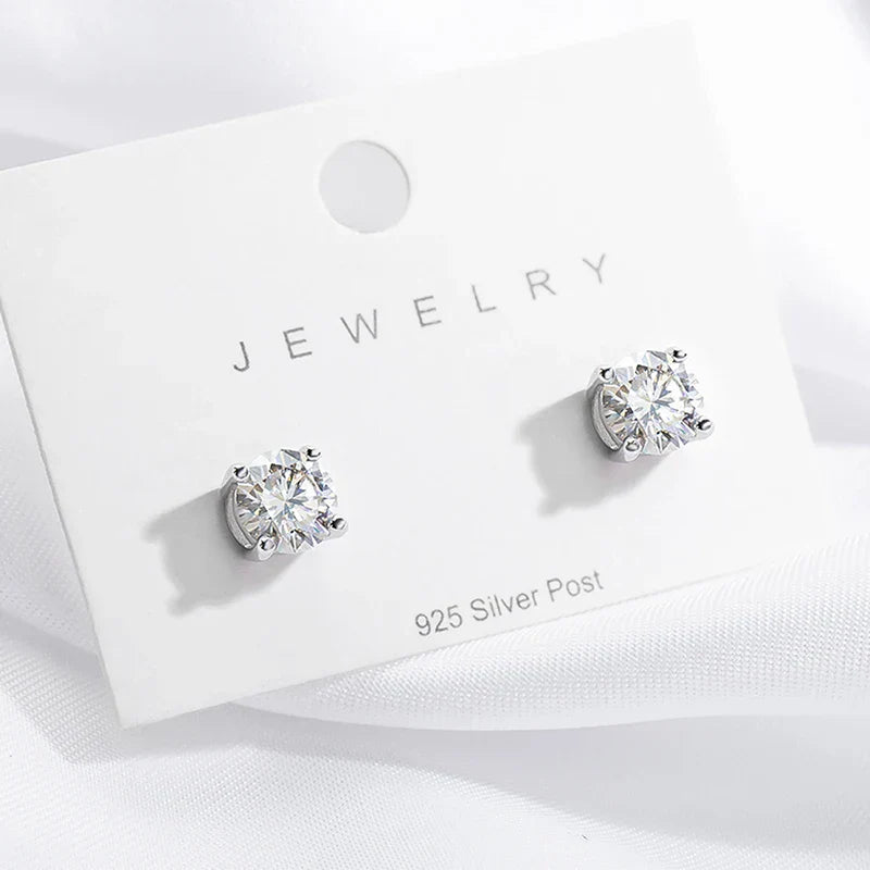 0.1-3CT Test Passed Moissanite Studs Earrings for Men Women S925 Silver Platinum Plated Bride Wedding Lab Diamond Studs