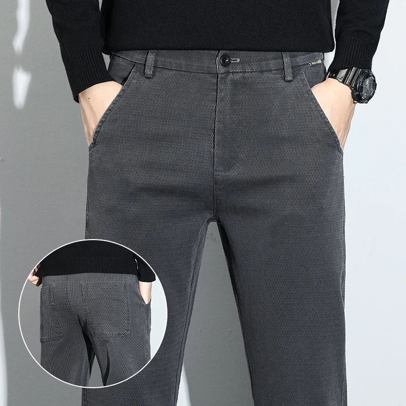 Korean Fashion Lyocell Casual Pants Men's New Spring Breathable Straight Elastic High Quality Daily Streetwear Male Trousers