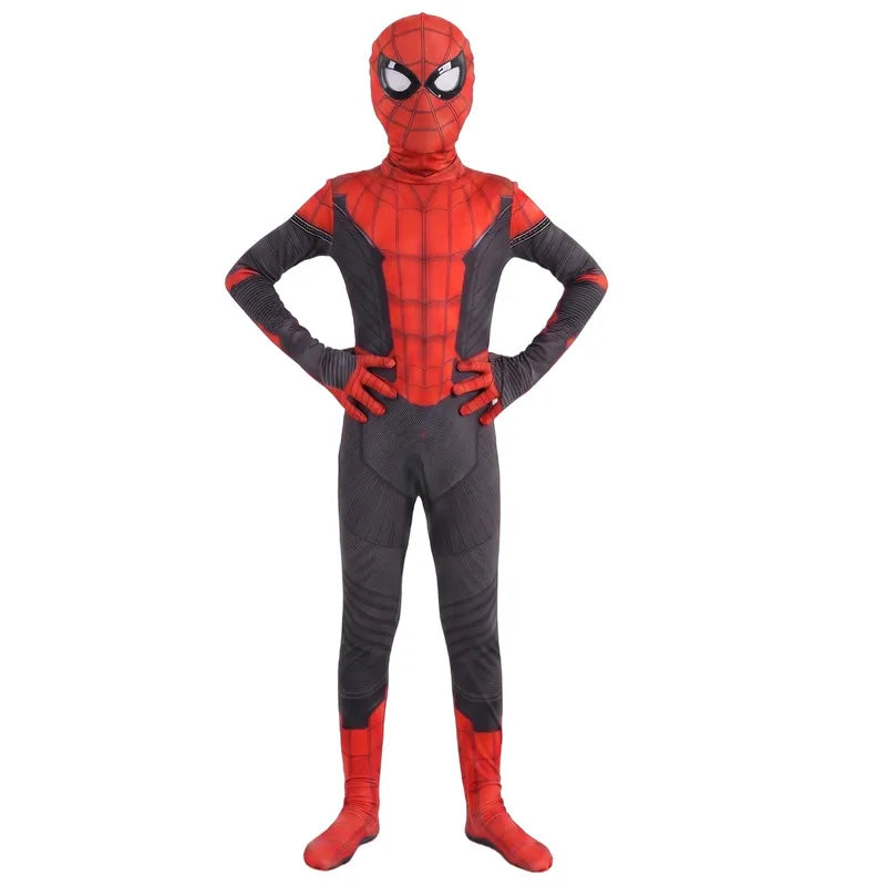 Boys Girls Superhero Costume Spider Web Jumpsuit With Mask For Kids Party Cosplay Movie Character Outfit Birthday Gift Play Cost
