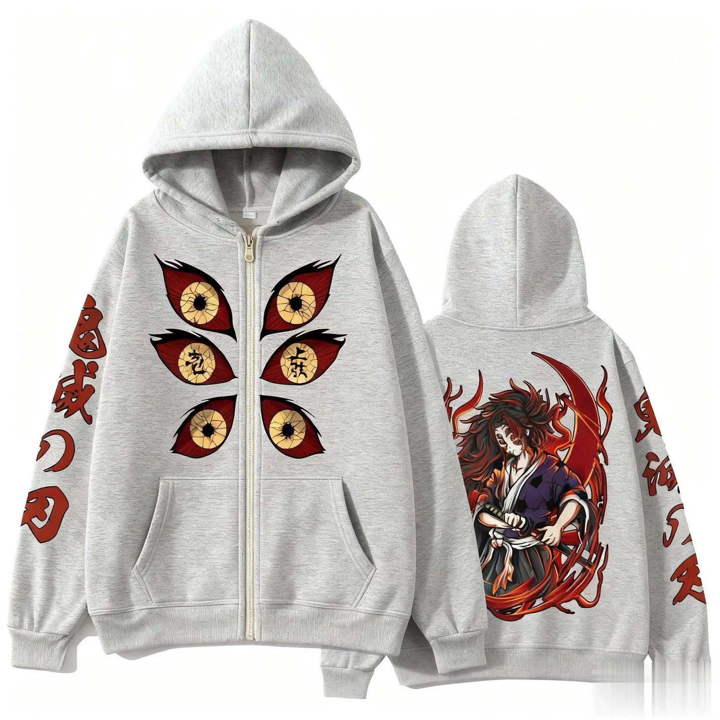 Men Autumn Winter 100%Cotton Zipper Hoodie Women Casual Harajuku Demon Slayer Japanese anime Long Sleeve Y2K Coat Top