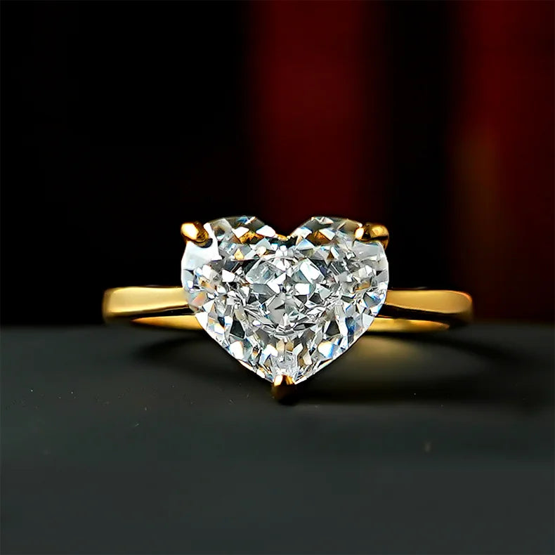European and American Light Luxury Love 925 Silver Ring Set with High Carbon Diamond, Redion Ice Flower Cutting, Elegant Female