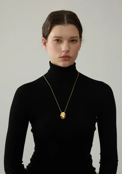 Yhpup 70cm Minimalist Long Unisex Sweater Chain Jewelry 316l Stainless Steel Oval Pendant Necklace for Men Women Waterproof