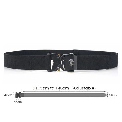 140cm Elastic Belt For Men Aluminum Alloy Quick Release Buckle Strong Nylon Tactical Belt Male Military Accessories