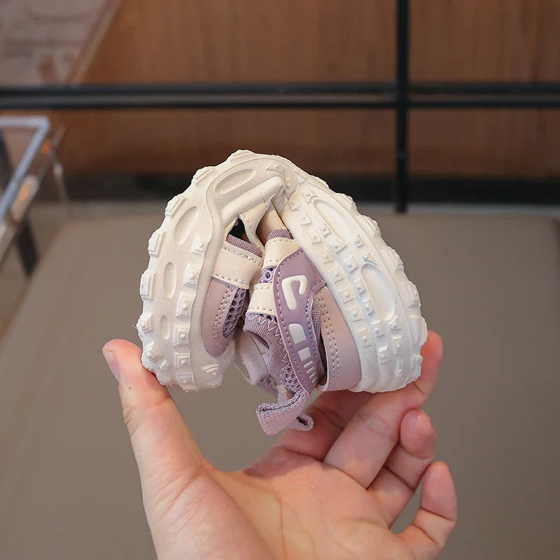 Children's Sports Sandals 3-18 Years Old Blue Hollow Breathable Boys Girls Casual Shoes Light Purple Soft Non-slip Kids Sneakers