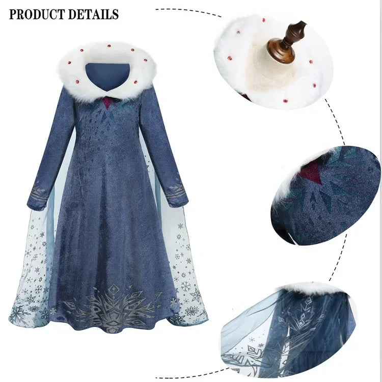 Frozen Elsa Princess For Girls Cosplay Costume Kids Mesh Snow Queen Carnival Birthday Party Dress Up Clothes 2-10Yrs Gown