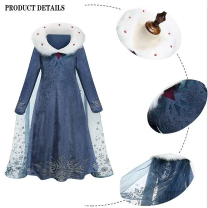 Frozen Elsa Princess For Girls Cosplay Costume Kids Mesh Snow Queen Carnival Birthday Party Dress Up Clothes 2-10Yrs Gown