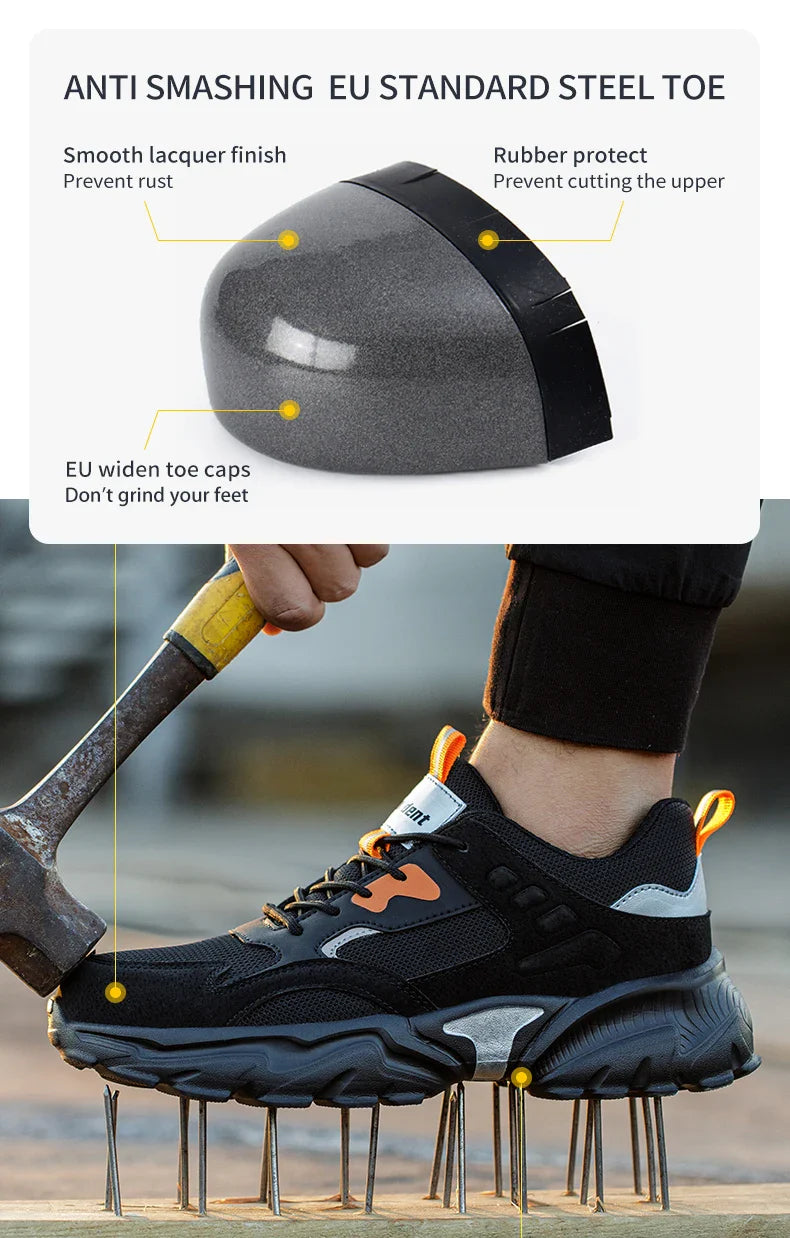 Men's safety shoes, work shoes, anti smashing and anti piercing work boots, indestructible safety boots