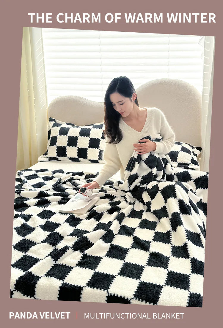 1 Piece Pink White Flannel Panda Fleece Soft And Comfortable Blanket Nap Blanket Suitable For Sofa Bed Sofa Office Suitable