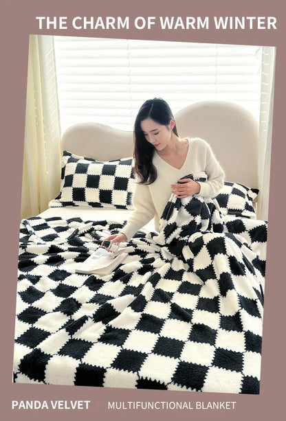 1 Piece Pink White Flannel Panda Fleece Soft And Comfortable Blanket Nap Blanket Suitable For Sofa Bed Sofa Office Suitable