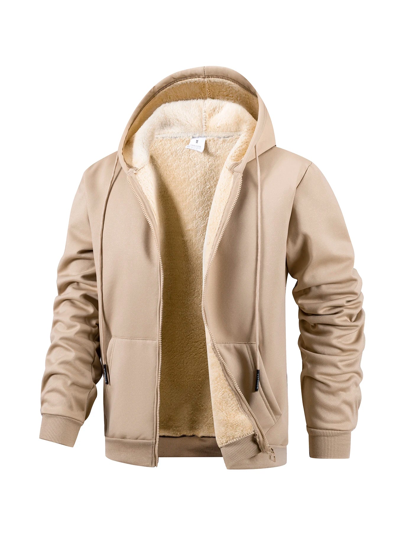 Winter Thick Fleece Zipper Hoodies Thicken Warm Jackets Long Sleeve Sweatshirts Casual Sports Fleece Black Coats Hooded Men Coat