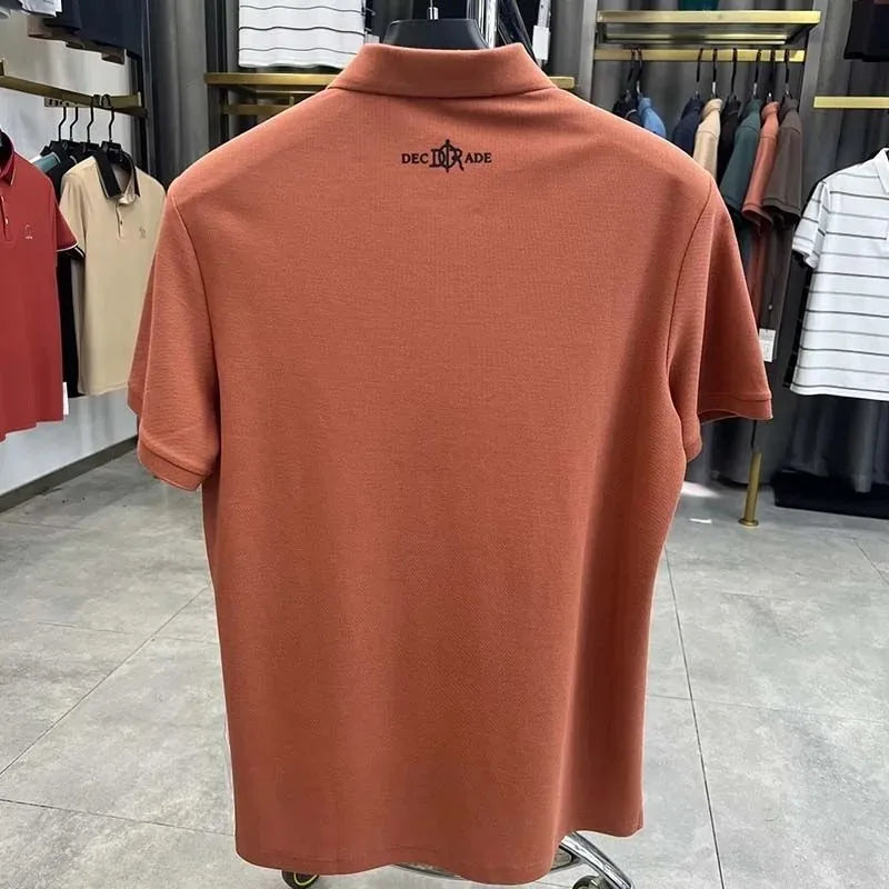 Designer brand 100%cotton short sleeve polo shirt summer trend letter embossed lapel top casual golf T-shirt business men's wear