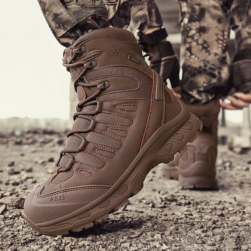 Men Tactical Boots Lace Up Brand Ankle Hiking Shoes Desert Work Boot Waterproof Size Plus Unisex Climbing Shoes