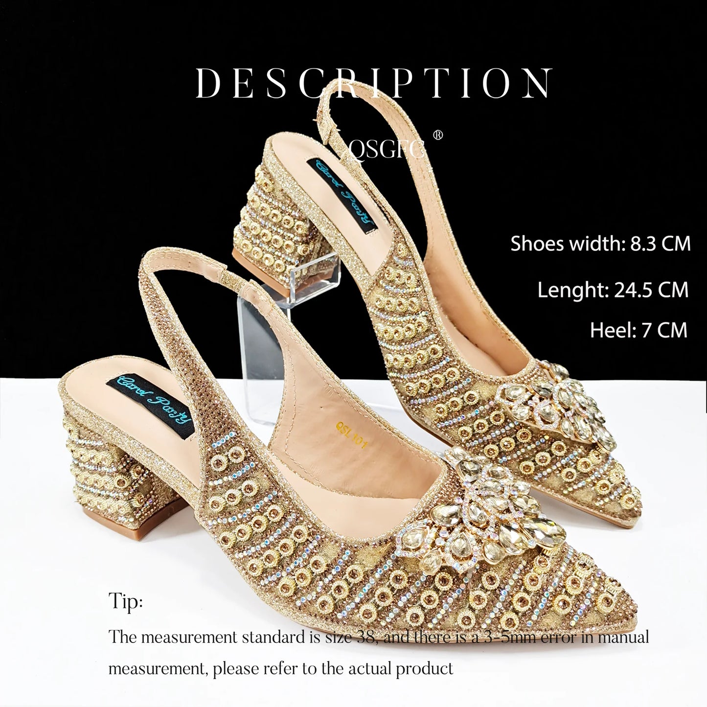 INS Full Rhinestone Comfortable high heel shoes And Bag Fashion Style Pointed-Toe Shoes For Women