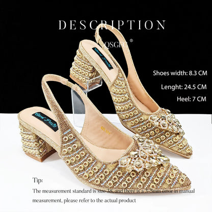 Rhinestone Big Pumps And Bag To Party INS Style Pointed-Toe Shoes And Bag Elegant High Heels for Women