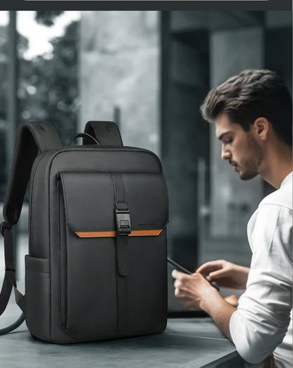 Stylish Business Backpack for Men Waterproof 15.6 inch Flap Laptop Backpack Multiple Pockets Casual Daypack for Work School