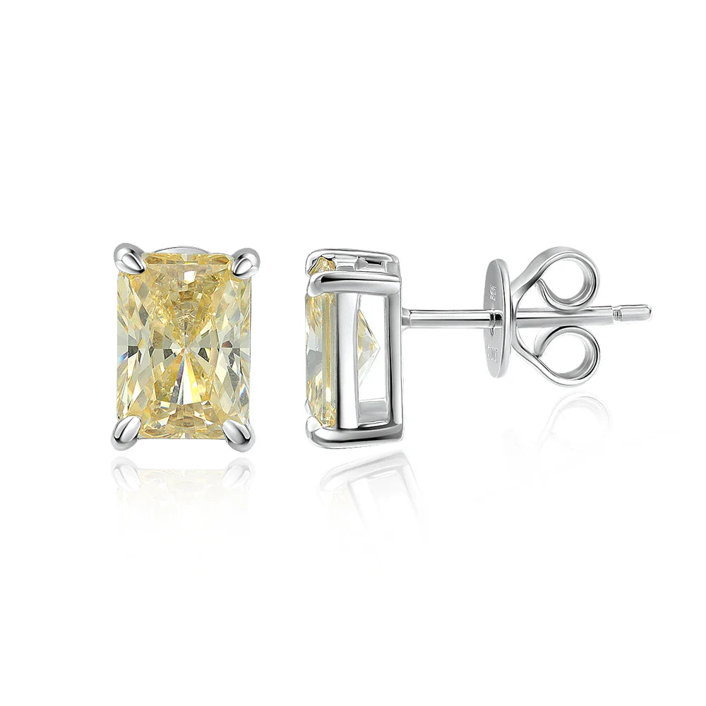100% 925 Sterling Silver Sparkling 5*7mm Yellow Zircon High Carbon Diamond Stud Earrings For Women Party Fine Jewelry Gift