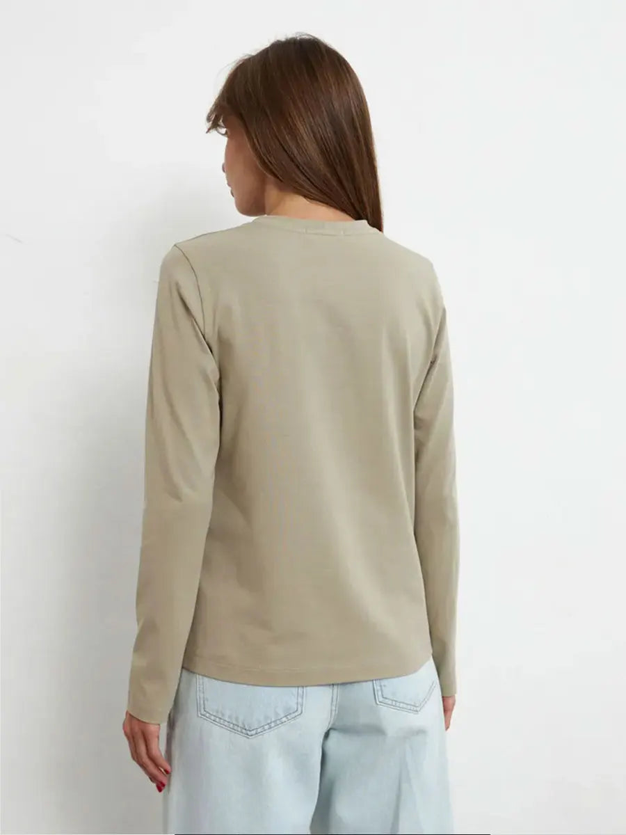 Women's Spring Autumn 100% Cotton T-shirt Bottoming Basic Solid Lady Long Sleeve Loose Tops Shirts Oversized T Shirt