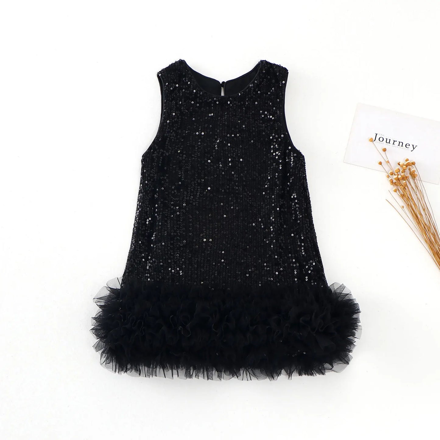 Novo Vestido Infantil Tutu de Malha Brilhante Sem Mangas Princesa para Festas Fantasia de Performance para Crianças