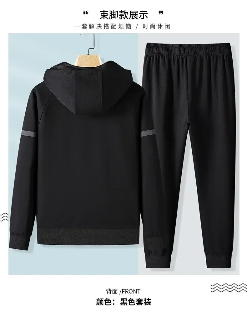 Thicker Fleece Jacket+Pants 2 Pieces Men Winter Tracksuit Sets Black Red Gray Sets Hoodies Casual Hooded Warm Sweatshirts+Pants