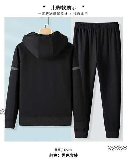 Thicker Fleece Jacket+Pants 2 Pieces Men Winter Tracksuit Sets Black Red Gray Sets Hoodies Casual Hooded Warm Sweatshirts+Pants