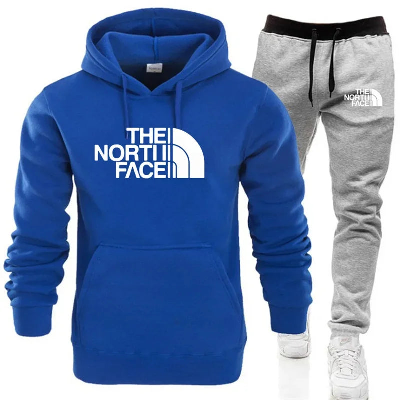26 Men's Autumn_Winter Fashion Printed Casual Two Piece Hooded Sports Shirt and Pocket Pants Regular Fit Outdoor Sports Set