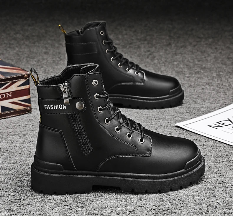 Men's high top casual boots four seasons new outdoor anti slip comfort workwear boots fashion versatile trendy boots men's shoes