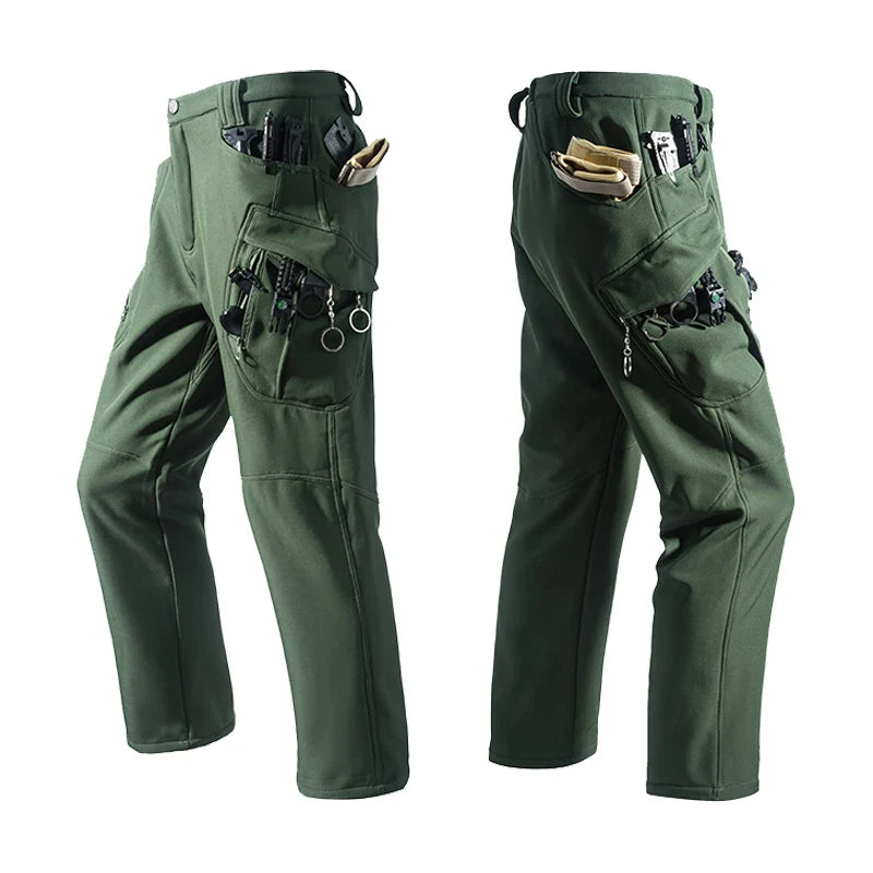 Men's City Cargo Autumn Winter Fleece Softshell Hiking Pants Fishing Climbing Trekking Casual Hunting Camping Trousers M-5XL