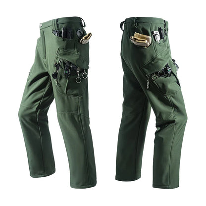 Men's City Cargo Autumn Winter Fleece Softshell Hiking Pants Fishing Climbing Trekking Casual Hunting Camping Trousers M-5XL