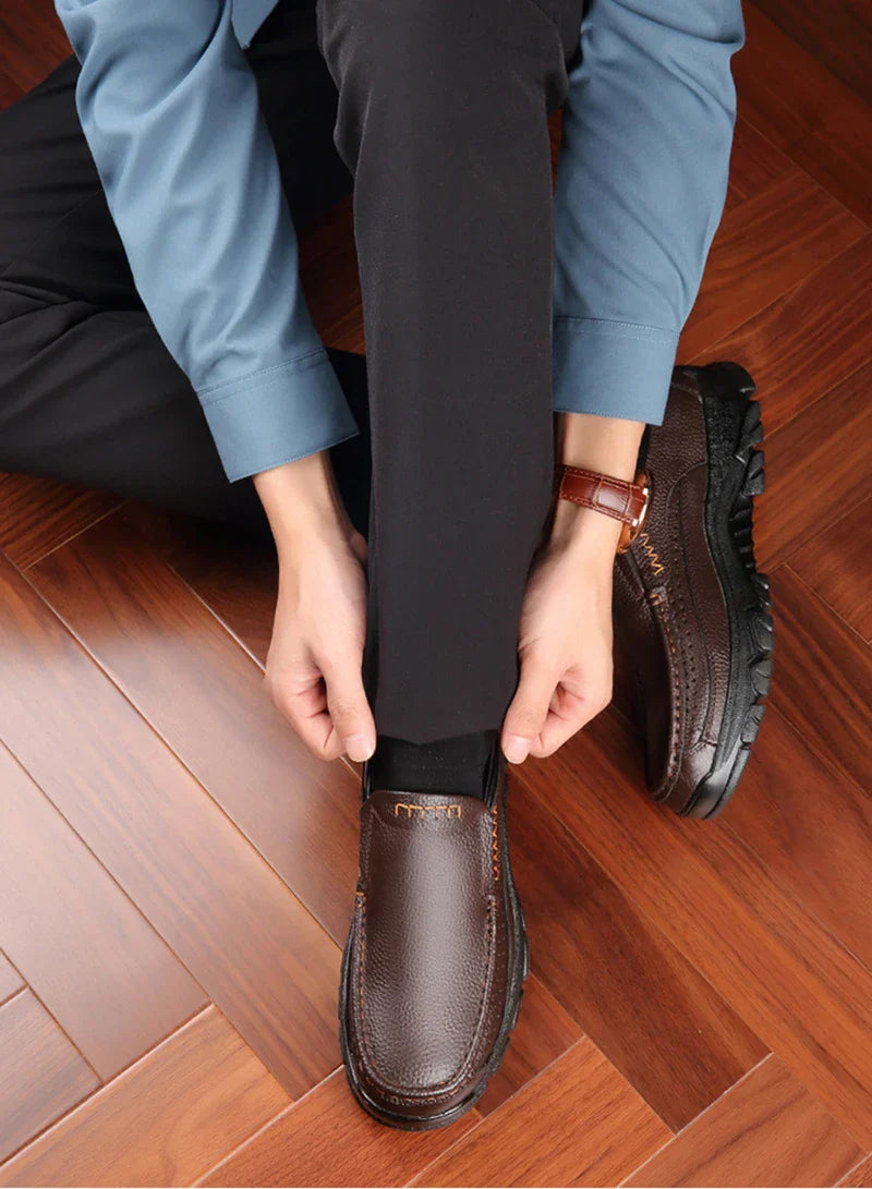 Genuine Leather Shoes Men Loafers Soft Cowhide Mens Casual Shoes Brand Male Footwear Black Brown Slip-on Thick Sole