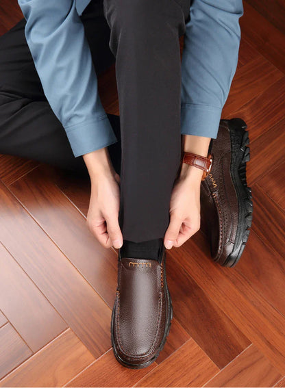 Genuine Leather Shoes Men Loafers Soft Cowhide Mens Casual Shoes Brand Male Footwear Black Brown Slip-on Thick Sole