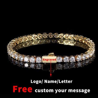 Hip Hop Jewelry Cubic Zirconia Iced Out Tennis Chain Iced Out 18k Gold Plated Bling Necklace For Women Free Custom Laser Logo