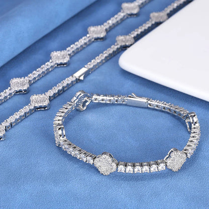 D VVS1 Moissanite Tennis Bracelet Four Leaf Clover s925 Sterling Silver Plated 18k with GRA Wedding Bracelets for Women