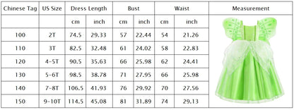 2024 Pixie Fairy Ball Gown Off Shoulder Suspenders Frock Tinker Cosplay Girls Delicate Fancy Princess Dress Toddler Elf Costume