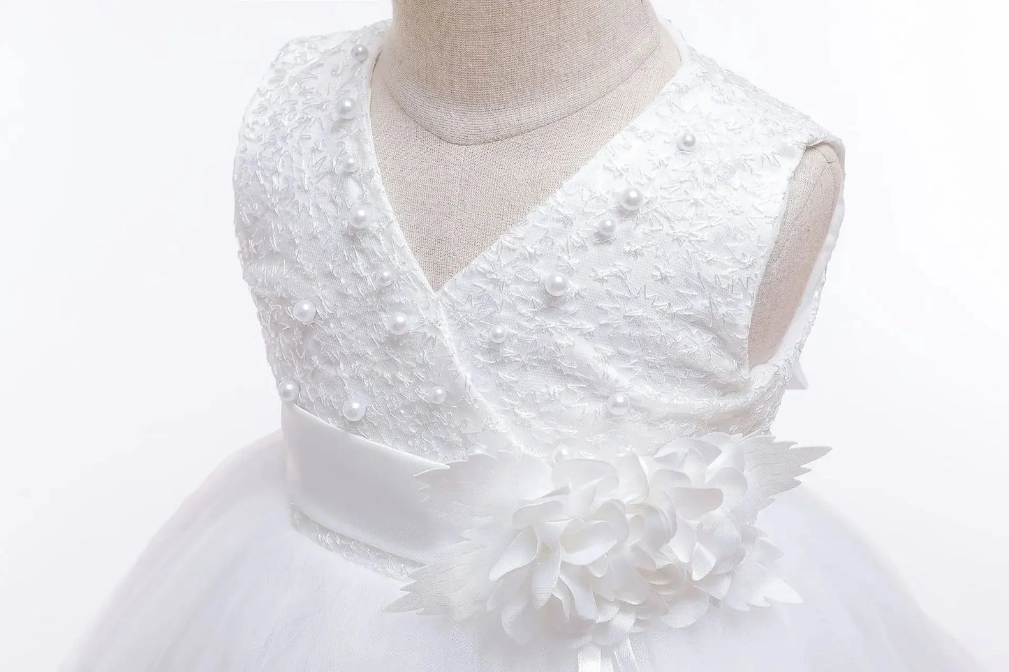 Baby Girl 1st Birthday Baptismal Wedding Dress Princess Dress With Headband Elegant Girls Party Dresses Infant Lace Evening Gown