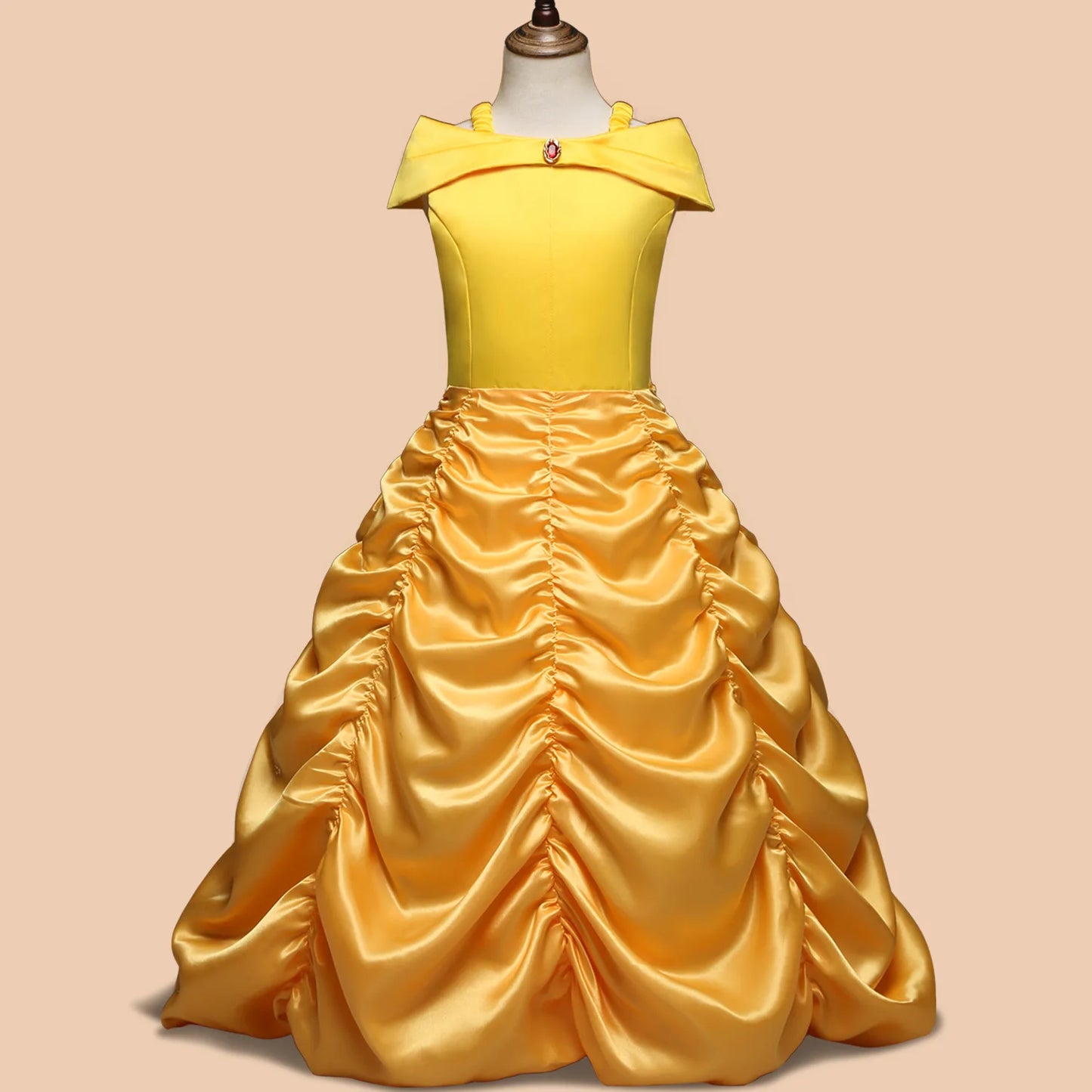 Girls Cosplay Belle Princess Dress for Kids Beauty and The Beast Costumes Children Birthday Party with Flower Clothes